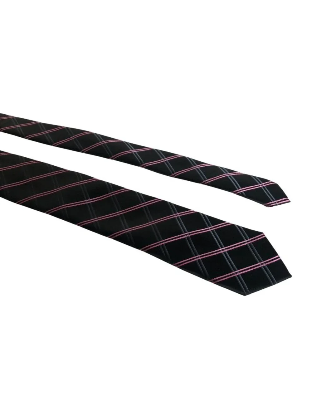 J Ferrar Tie Black Pink Gray Plaid Mens Necktie Office Work Formal Dad Gift